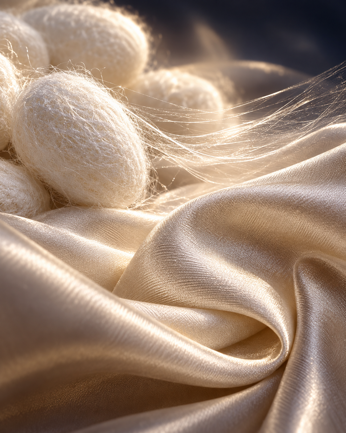 Close view of smooth silk