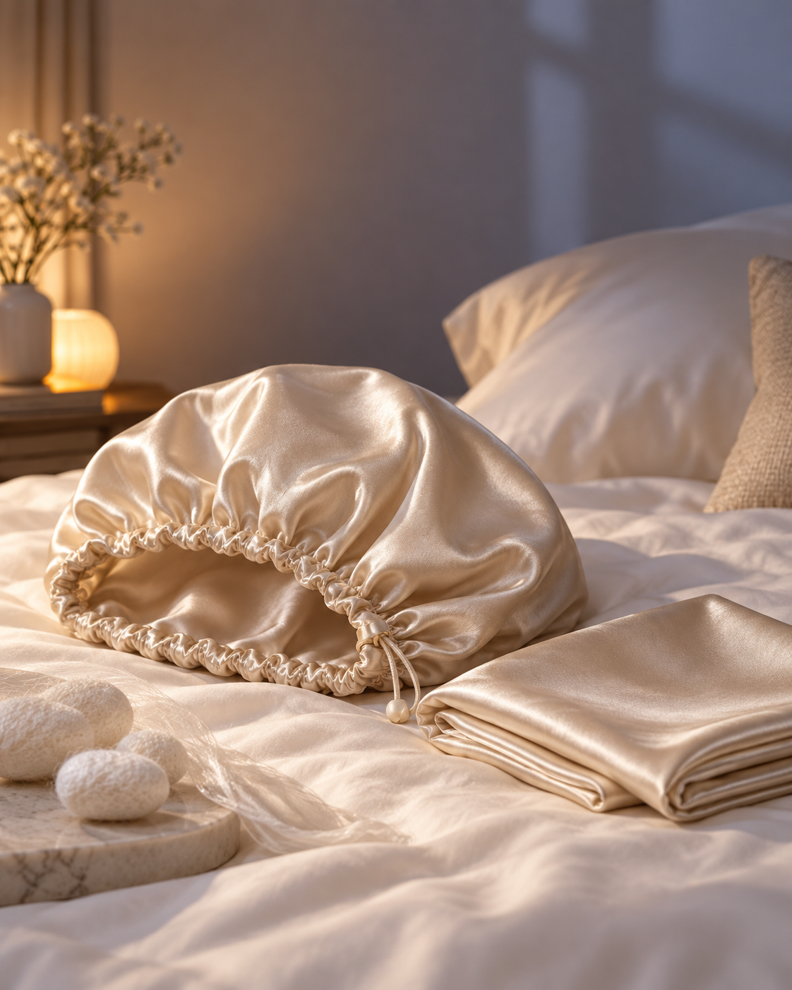 Zolay Nights silk bonnet and fabric