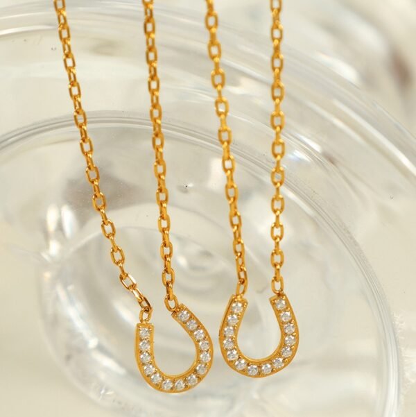 Pavé Horseshoe Pendant Necklace product image 3 Gold-tone and silver-tone pavé horseshoe pendant necklace options