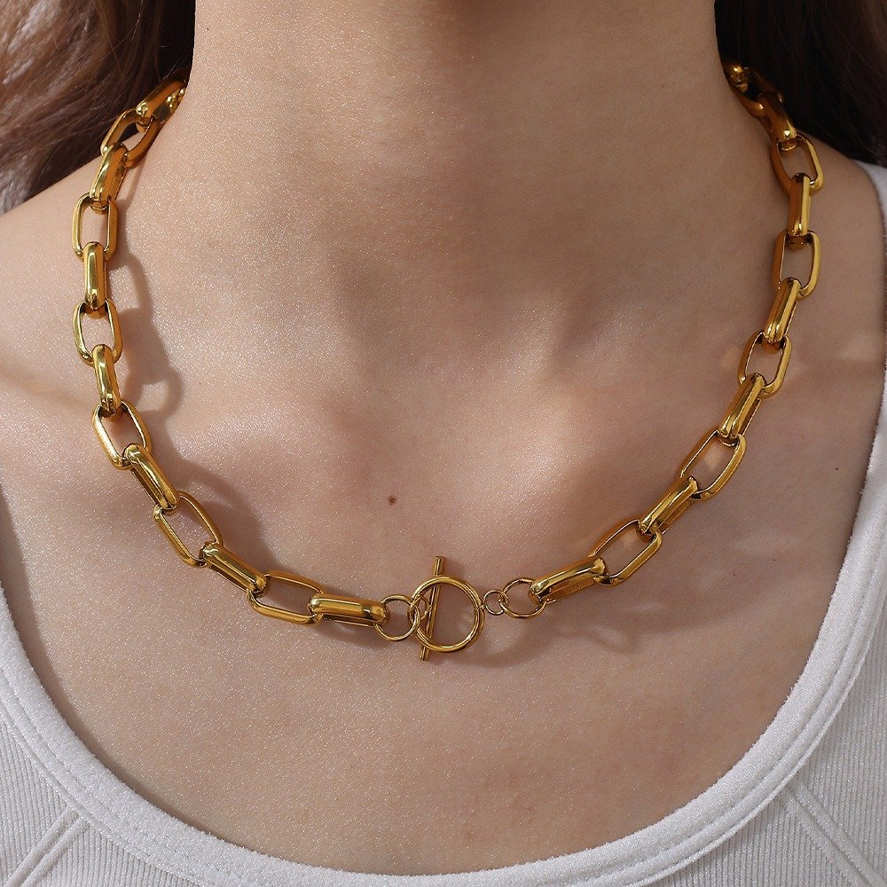 Gold-tone statement chain necklace