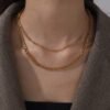Textured Stainless Steel Chain Necklace Collection product image 4 Gold-tone textured chain necklace styles on a neutral background