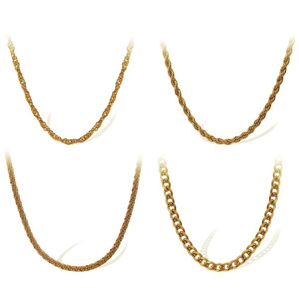 Textured Stainless Steel Chain Necklace Collection product image 5 Textured stainless steel chain necklace style and scale details