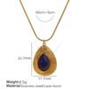 Lapis lazuli sculpted pendant necklace dimensions showing 40 cm chain, 5 cm extender, 22.7 mm pendant and 8.5 g weight Lapis lazuli sculpted pendant necklace dimensions showing 40 cm chain, 5 cm extender, 22.7 mm pendant and 8.5 g weight