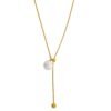Pearl Drop Adjustable Y Necklace – Gold Tone Pearl Drop Adjustable Y Necklace – Gold Tone