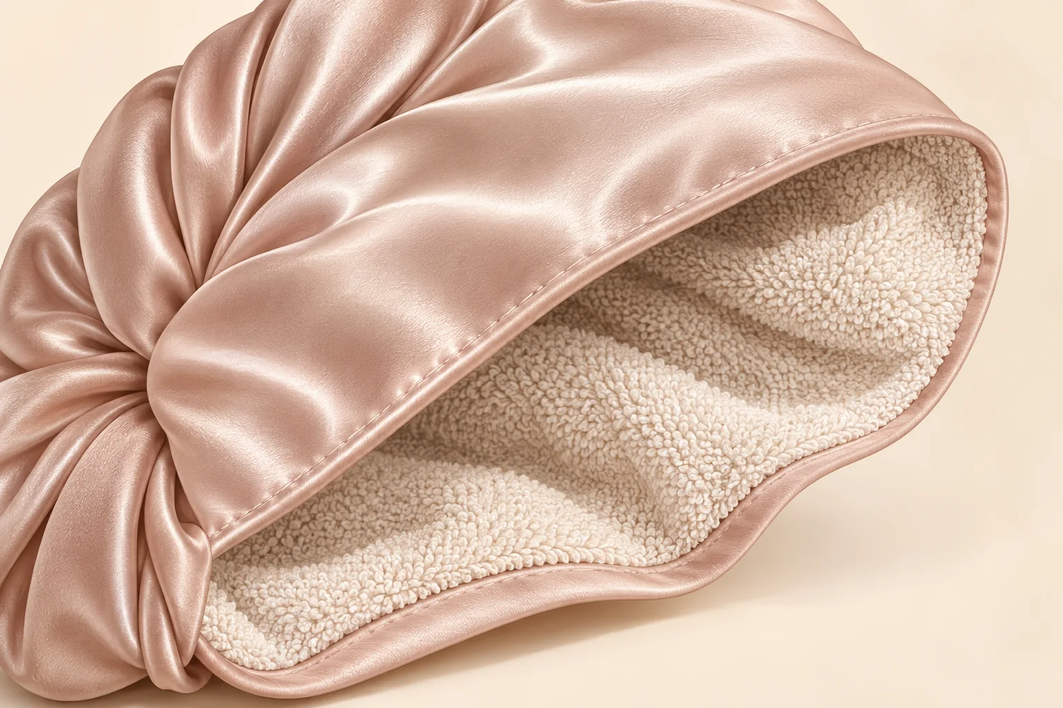 AI illustration of a wrap edge with different silk-like outer and towel-like inner layers