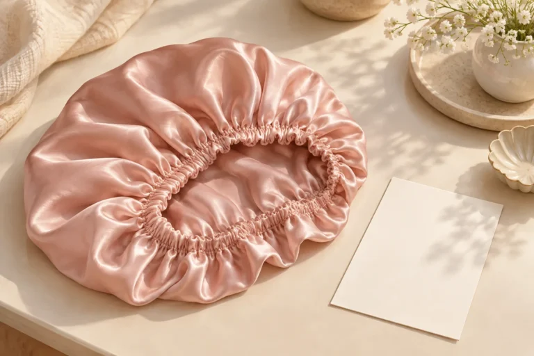 AI illustration of a bonnet with an uneven gathered edge beside a blank inspection card
