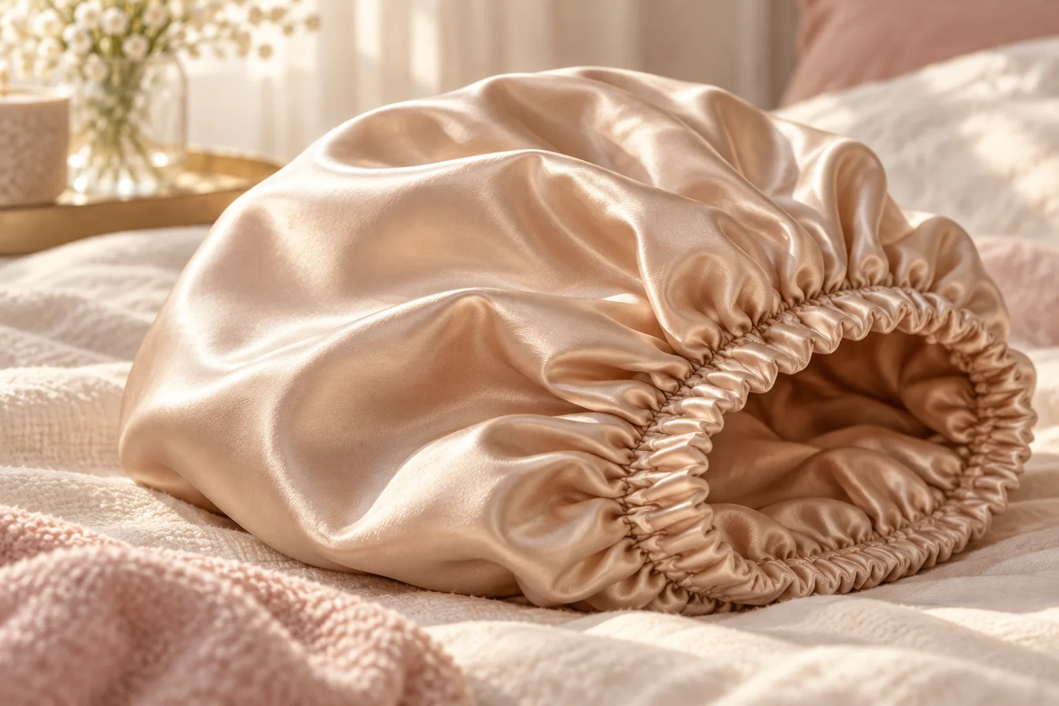 AI illustration of a bonnet crown with loose folds beside its gathered opening