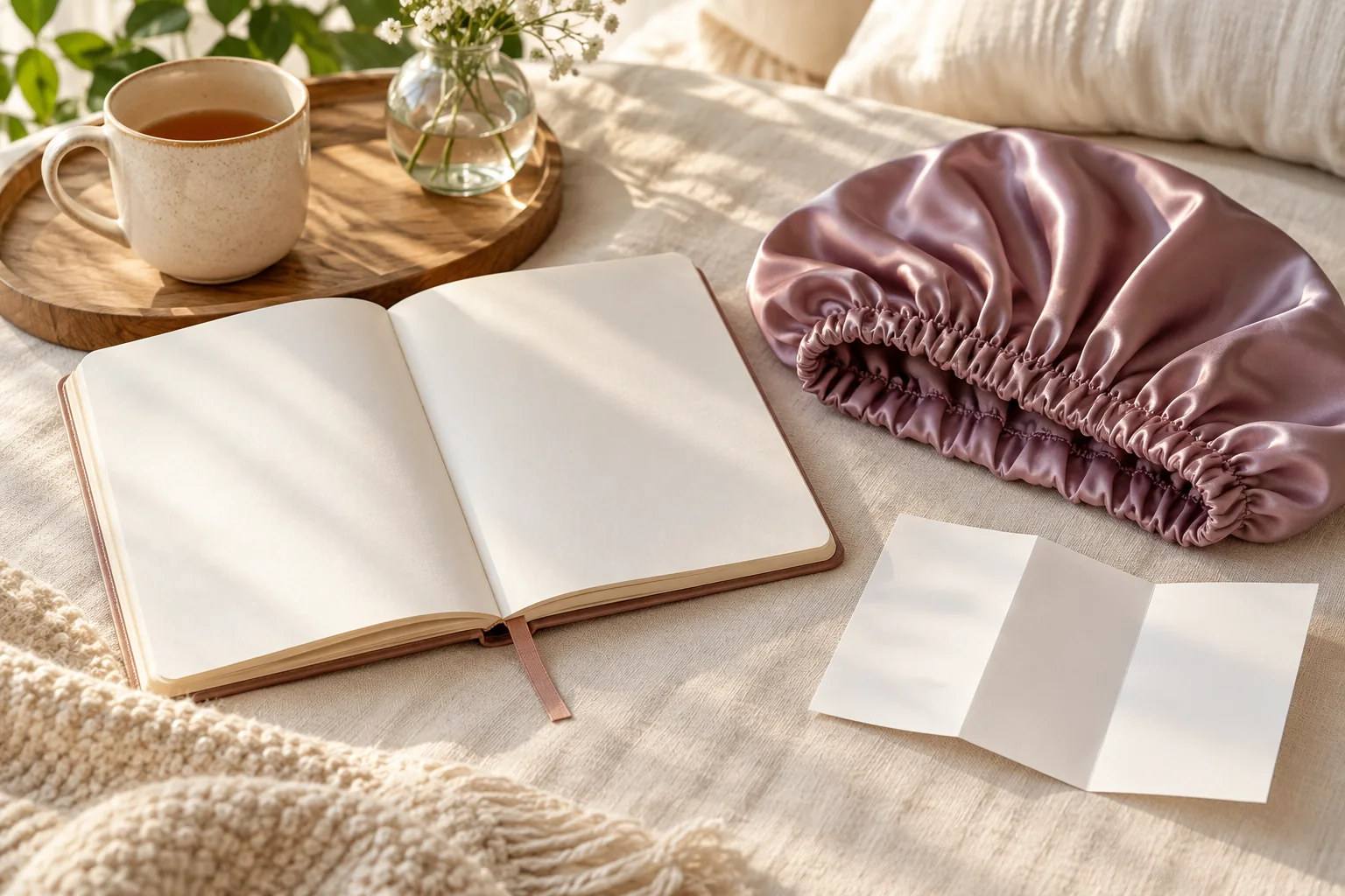 AI illustration of a blank notebook beside a retained care leaflet