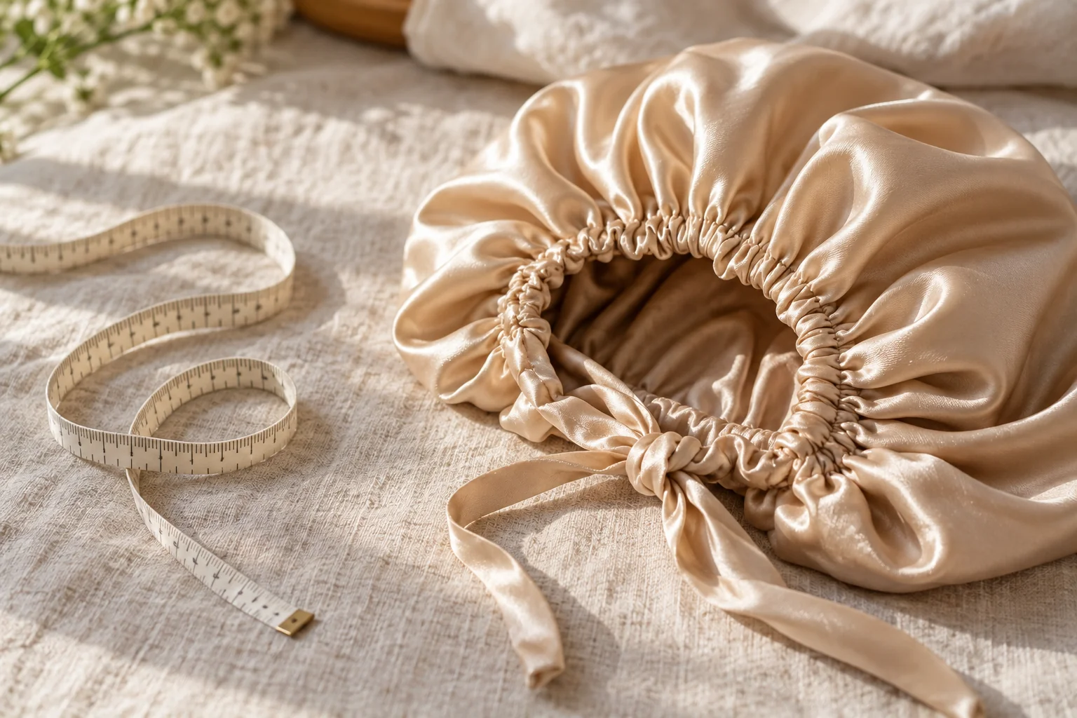 A generic bonnet opening beside a cloth measuring tape
