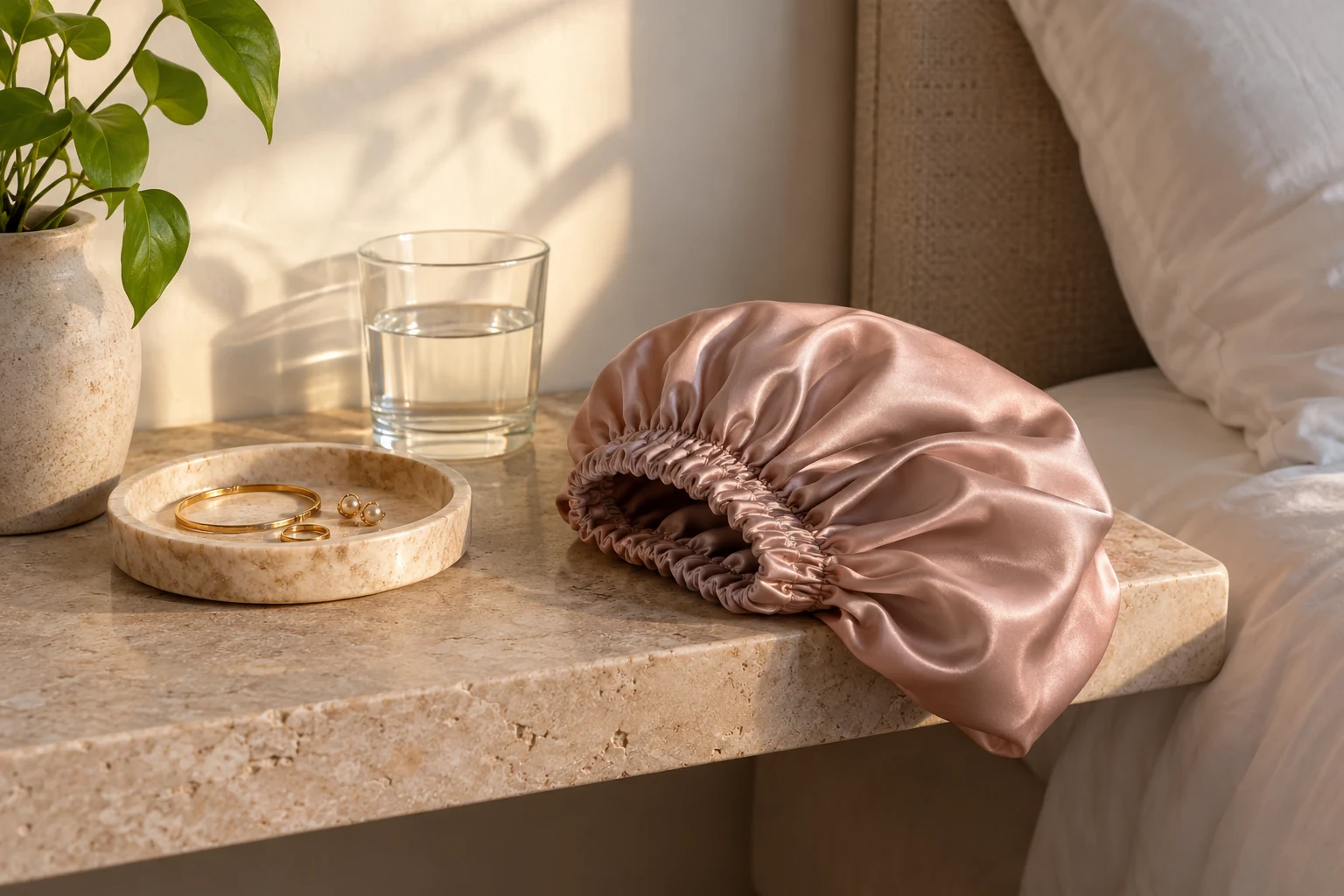 A generic bonnet and simple objects on a bedside surface