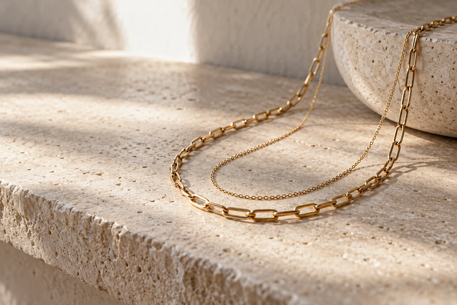 A fine chain and broader chain arranged as a simple pair